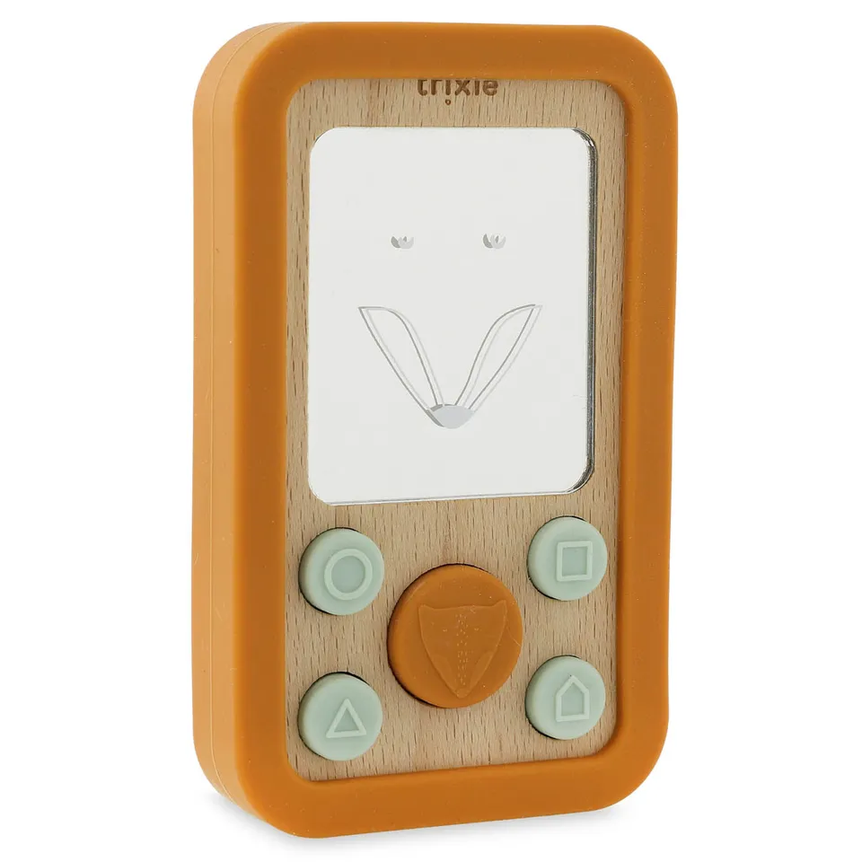 Trixie Baby Premiers jouets Mr. Fox téléphone bébé en bois et silicone
