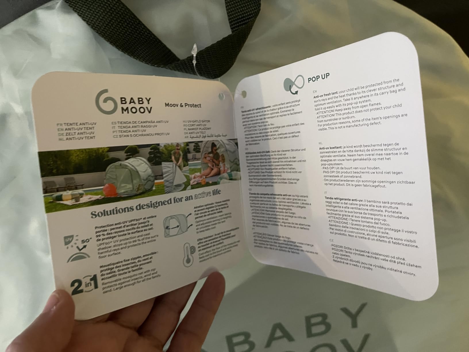 Babymoov Moov & Protect tente anti-UV bébé Green Lagoon UPF 50+