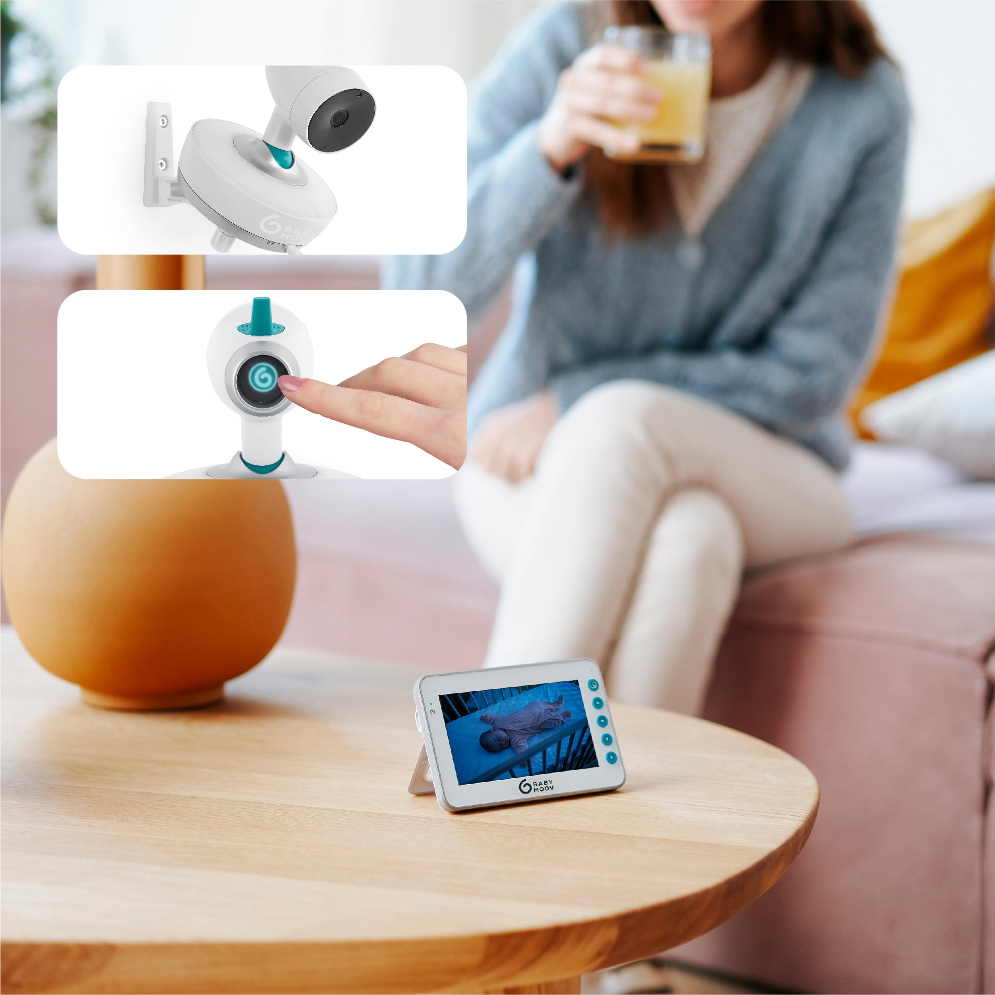 Babymoov YOO Moov babyphone vidéo caméra motorisée, écran 4,3 pouces
