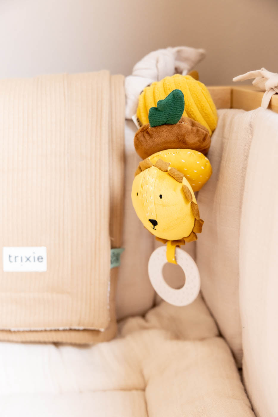 Trixie Baby Premiers jouets Hochet vibrant Mr. Lion avec anneau de dentition