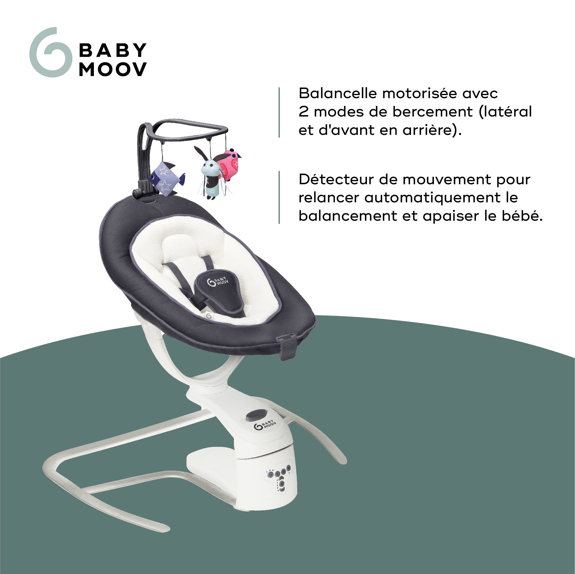 Babymoov Swoon Motion balancelle électrique Zinc avec assise rotative