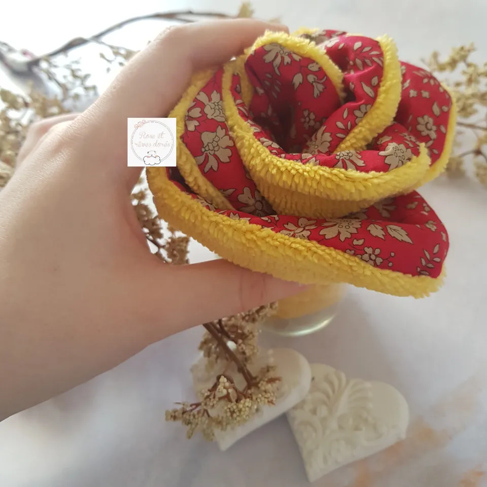 Rose et rêves dorés Fleur de lingettes Capel rouge lingettes x4 coton bambou
