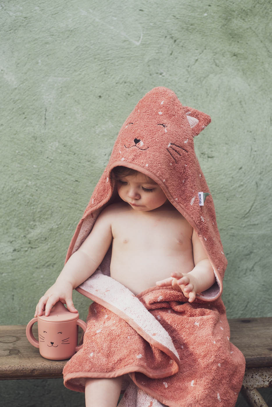 Trixie Baby Capes de bain Cape de bain 70 x 130 cm Mrs. Cat coton bio