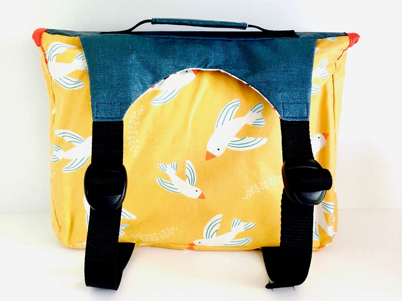 PIOLOU Le Cartable Maternelle Cartable maternelle léger Bleu et Jaune Oiseaux imperméable