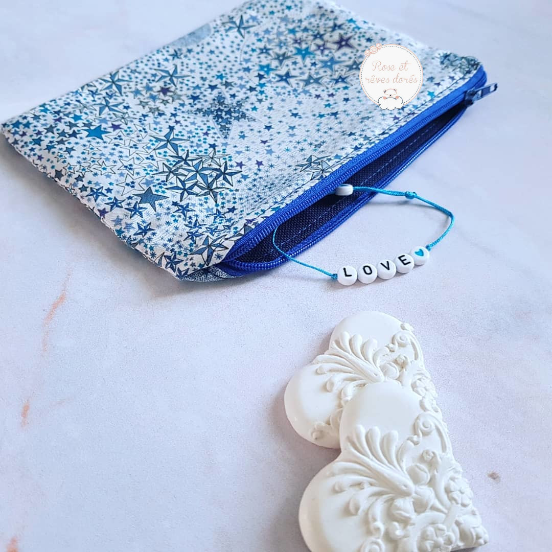Rose et rêves dorés Créations sur-mesure Pochette personnalisée