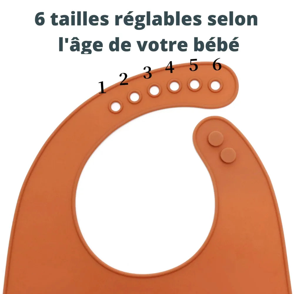 Baby-Crea Vaisselle Bébé bavoir silicone récupérateur rouge tomette