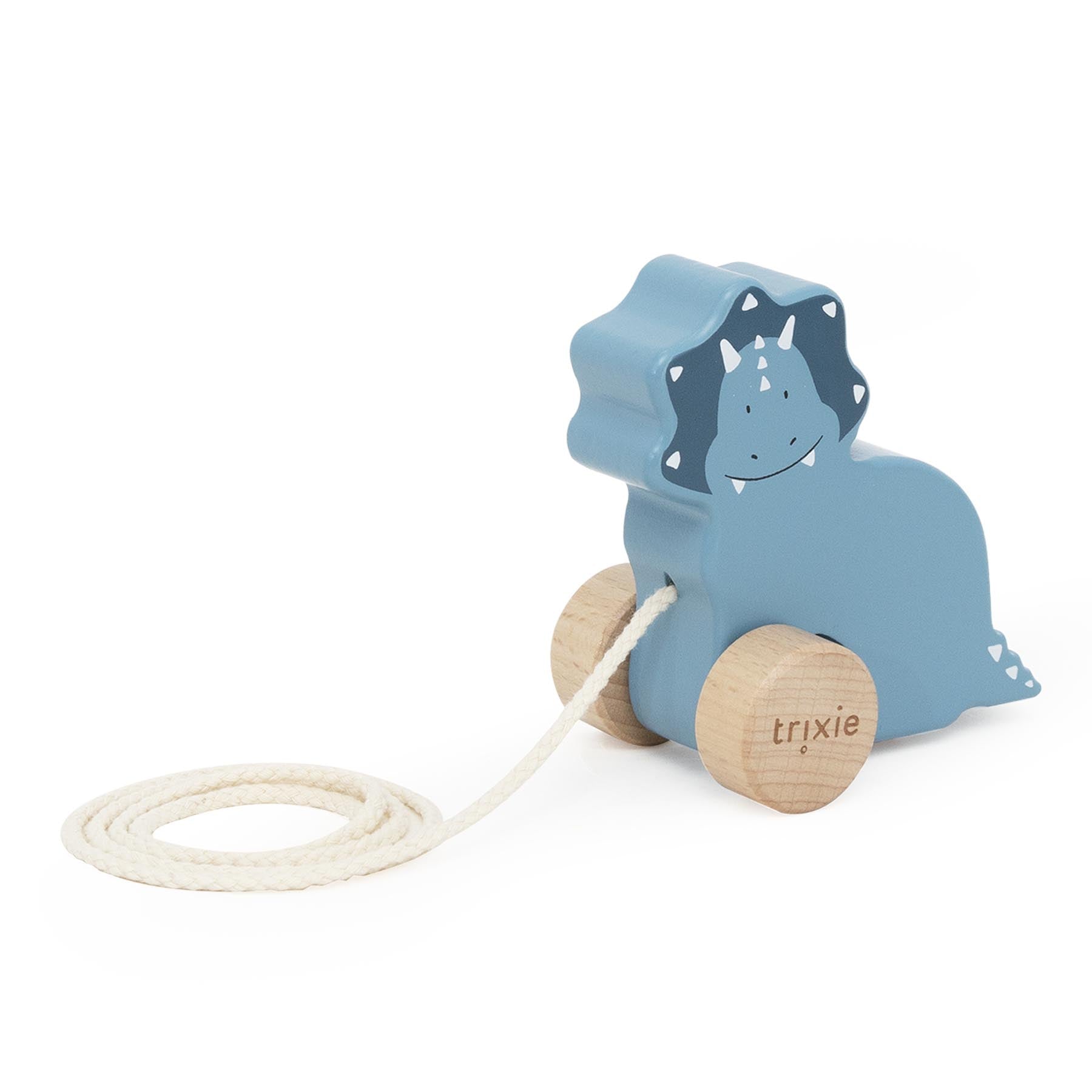 Trixie Baby Jouets à pousser et à tirer Petit jouet à tirer en bois Mr. Triceratops