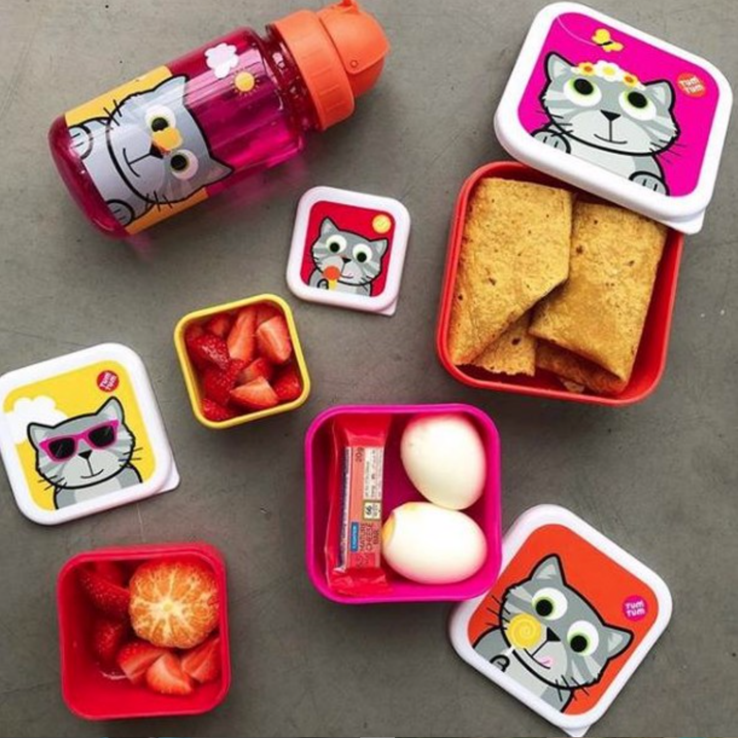 Tum Tum Lunch Boxes Bluebell the Cat lot de 4 boîtes goûter