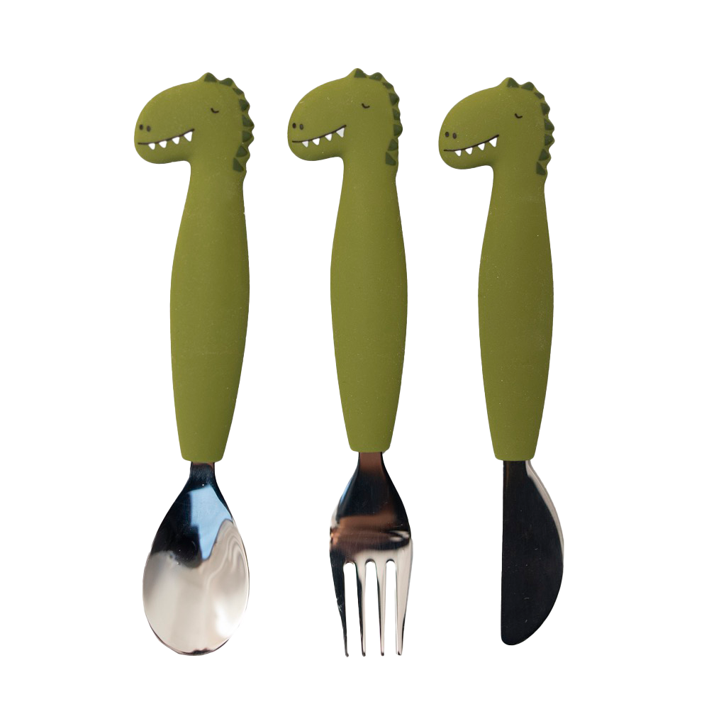 Trixie Baby Couverts Mr. Dino couverts 3 pièces en silicone