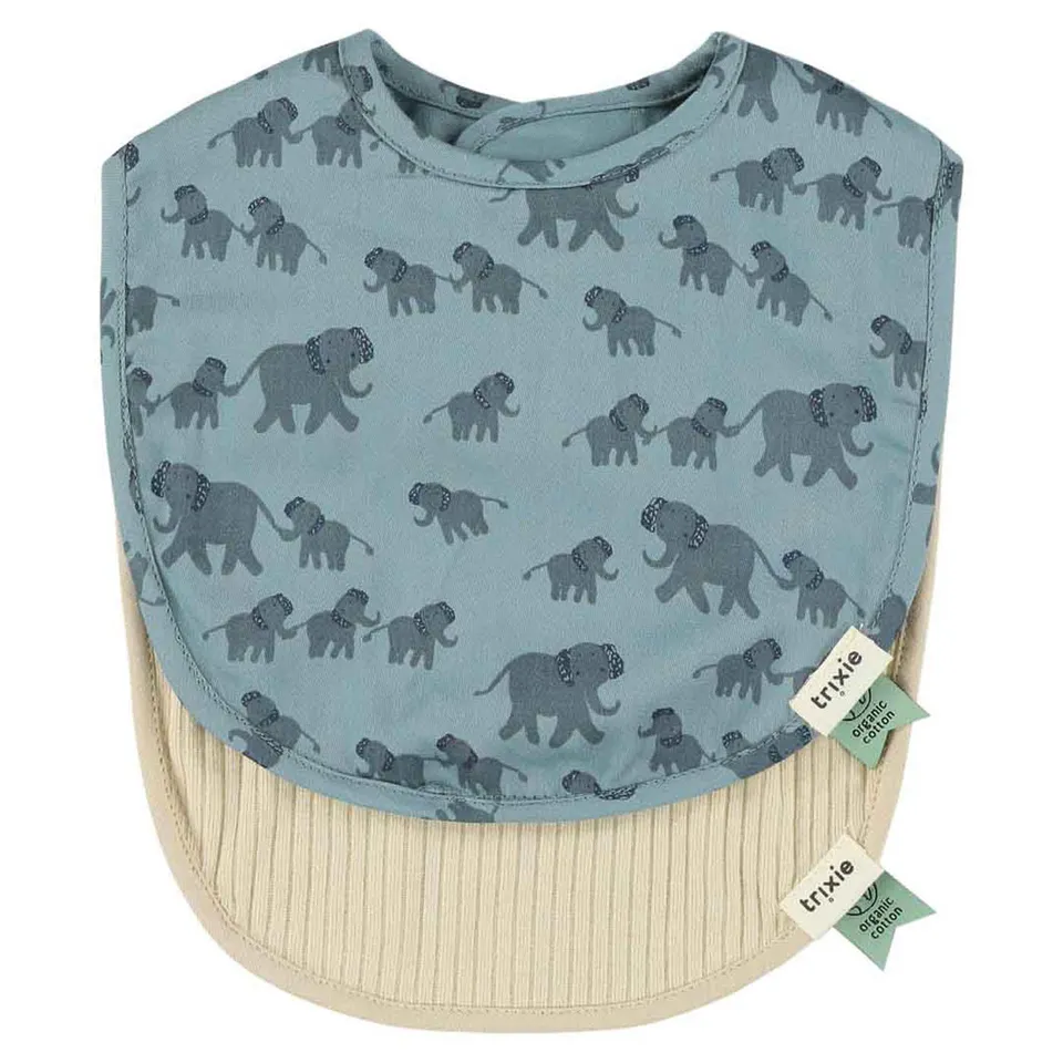 Trixie Baby Bavoirs Bavoir nouveau-né 2-pack mix Enchanting Elephant lot de 2 absorbant