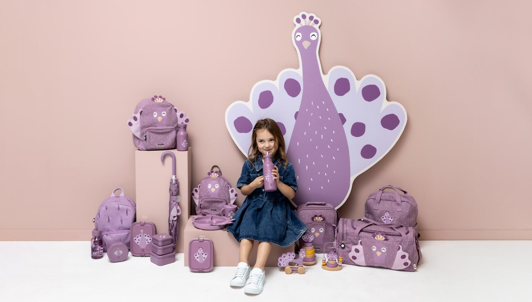 Trixie Baby Parapluies Mrs. Peacock parapluie enfant recyclé