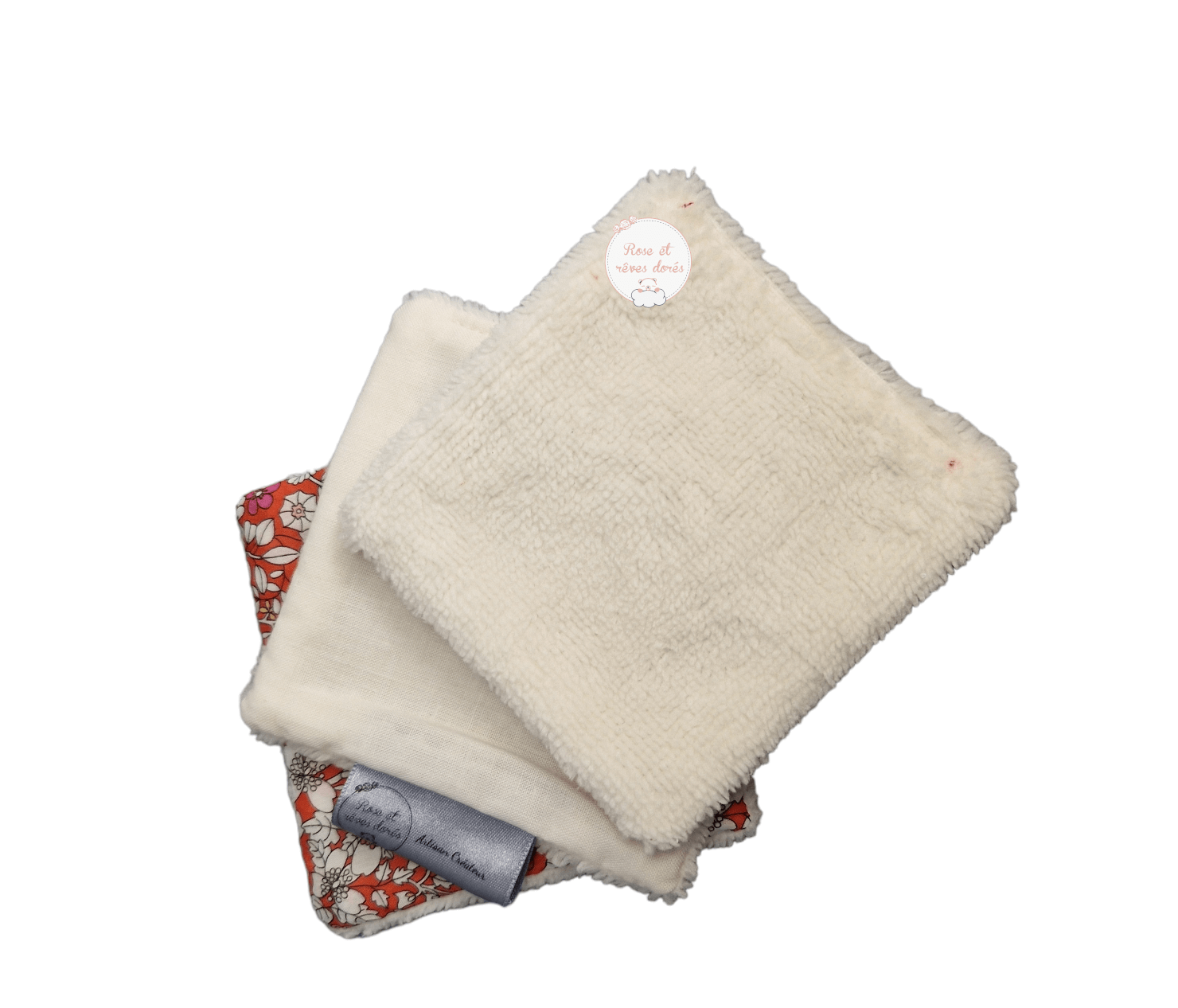 Rose et rêves dorés Lingettes, serviette visage, gants Lot de 3 lingettes étoilées 9 x 9 cm