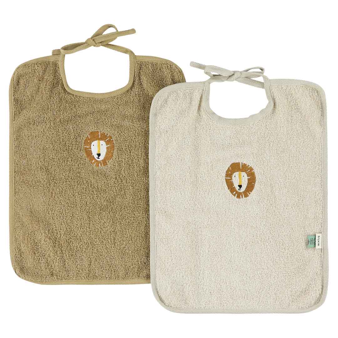 Trixie Baby Bavoirs Bavoir XL Aura Lion, lot de 2 en coton biologique