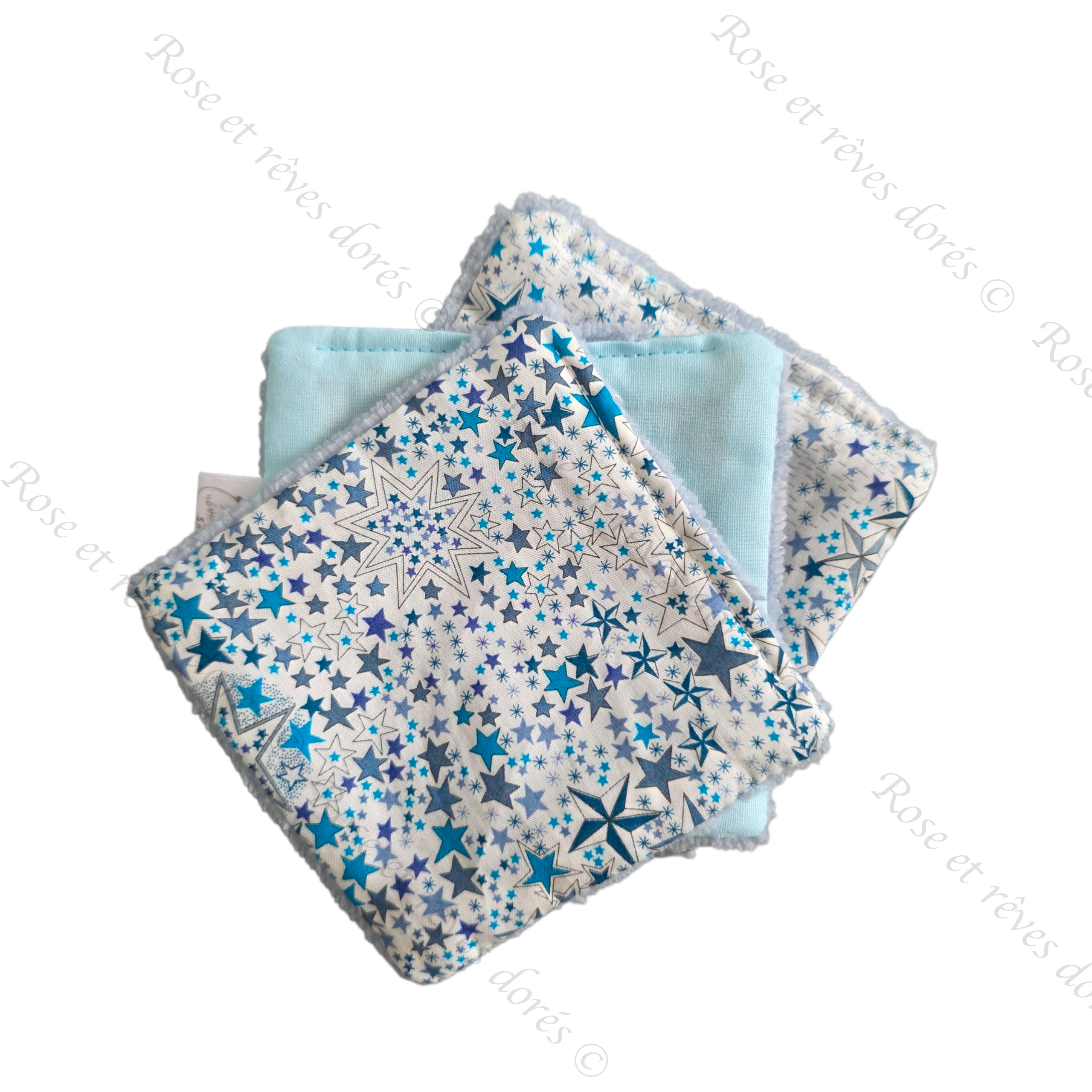 Rose et rêves dorés Lingettes, serviette visage, gants Lot de 3 lingettes étoilées 9 x 9 cm
