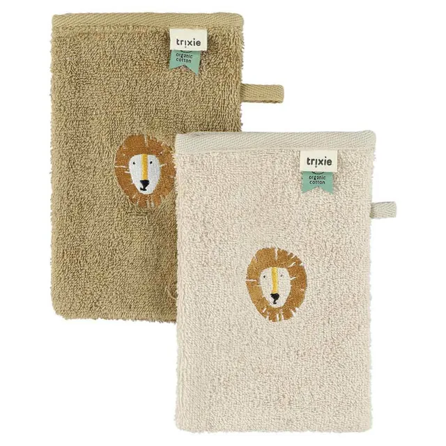Trixie Baby Gants de toilette Aura Lion 2 pièces coton bio