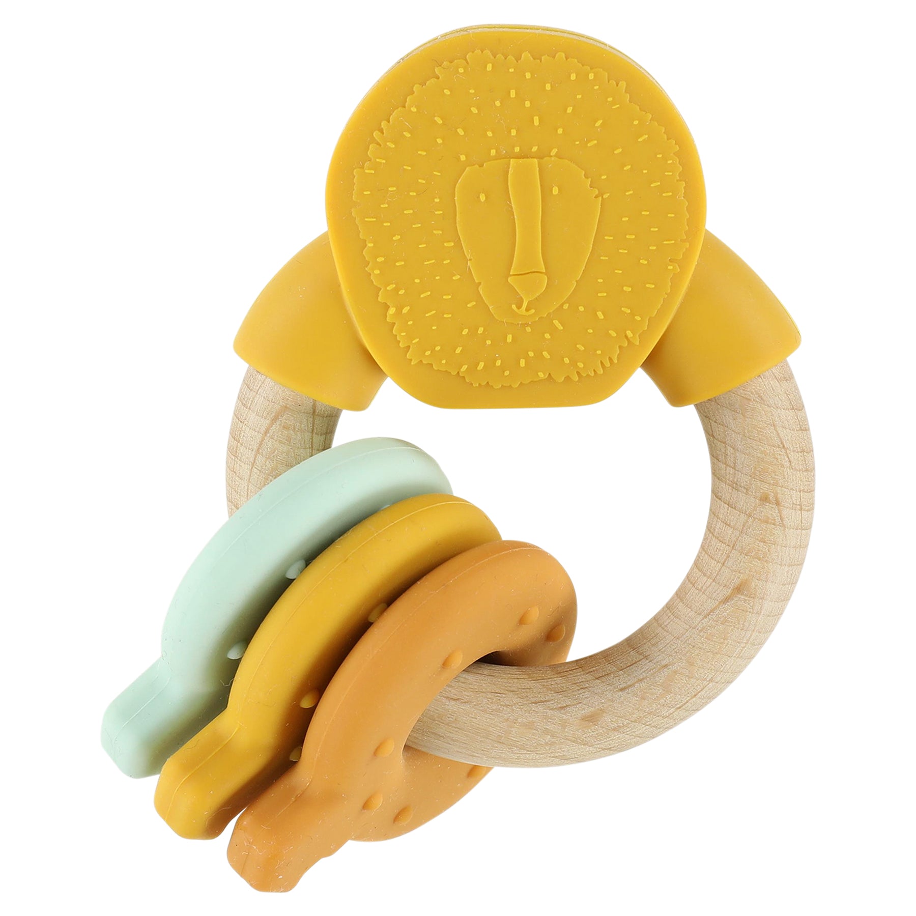 Trixie Baby Premiers jouets Anneau d'activités en silicone et bois Mr. Lion