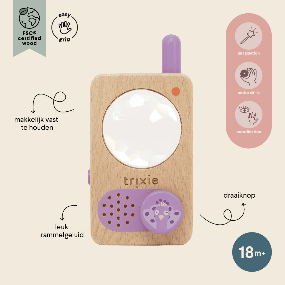 Trixie Baby Jeu symbolique talkie-walkie en bois Mrs. Peacock