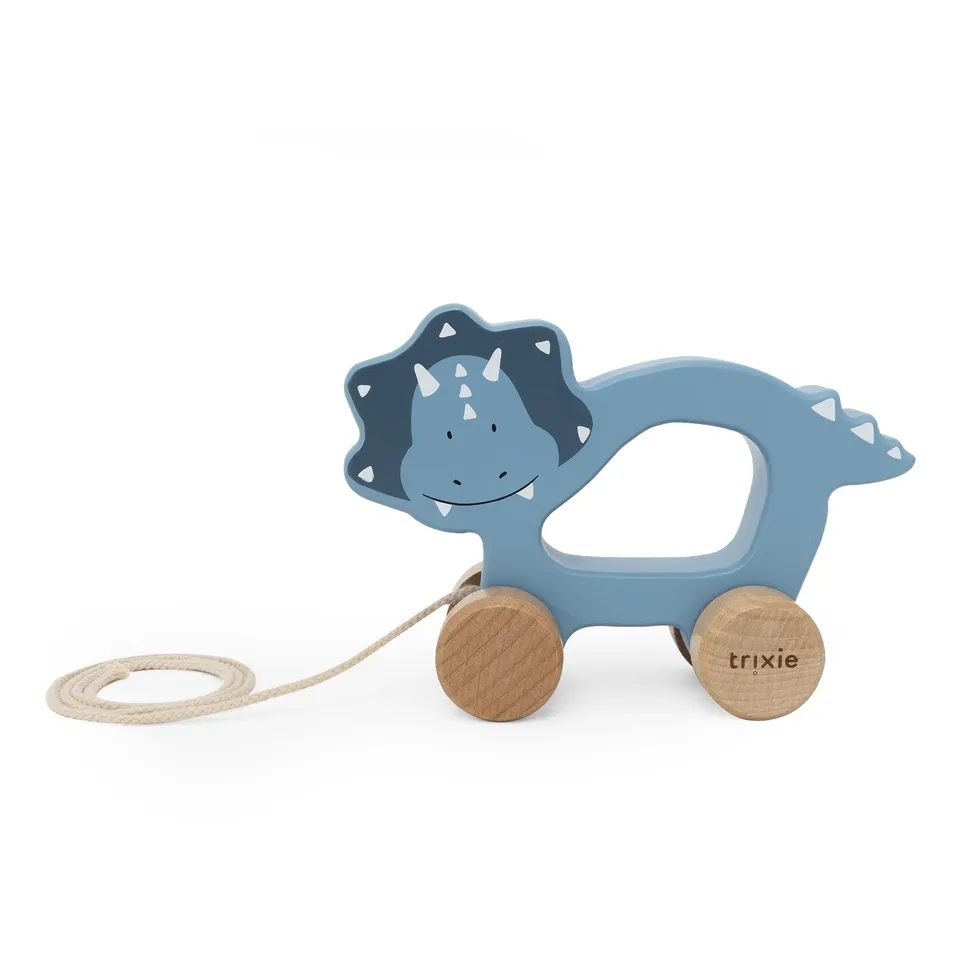 Trixie Baby Jouets à pousser et à tirer Mr. Triceratops jouet à tirer en bois FSC
