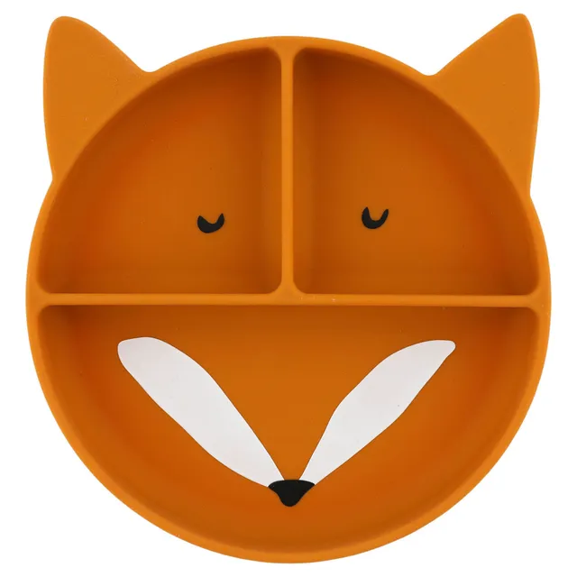 Trixie Baby Vaisselle Assiette avec ventouse en silicone et compartiments Mr. Fox