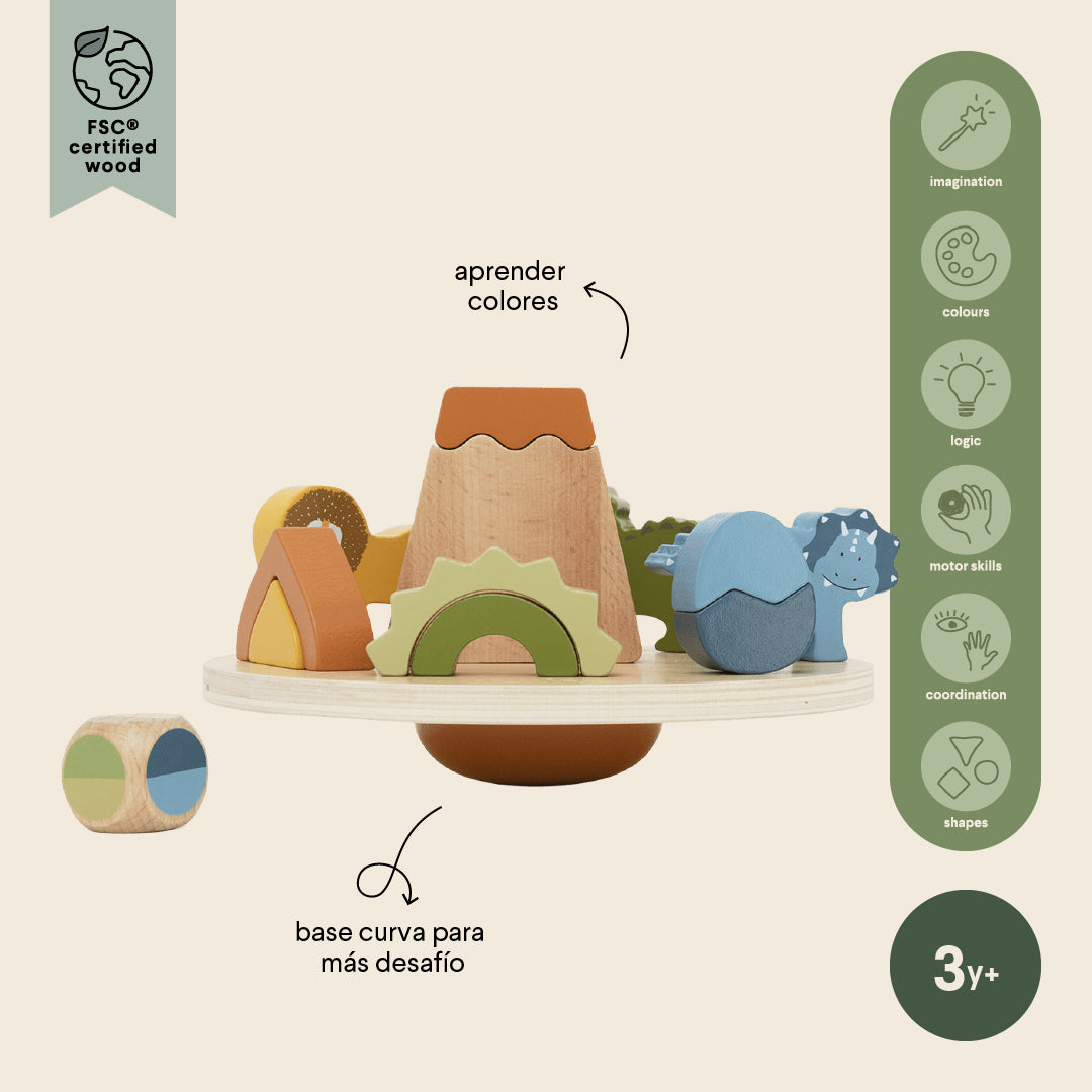 Trixie Baby Jeu d’équilibre Aventure Dino en bois certifié FSC