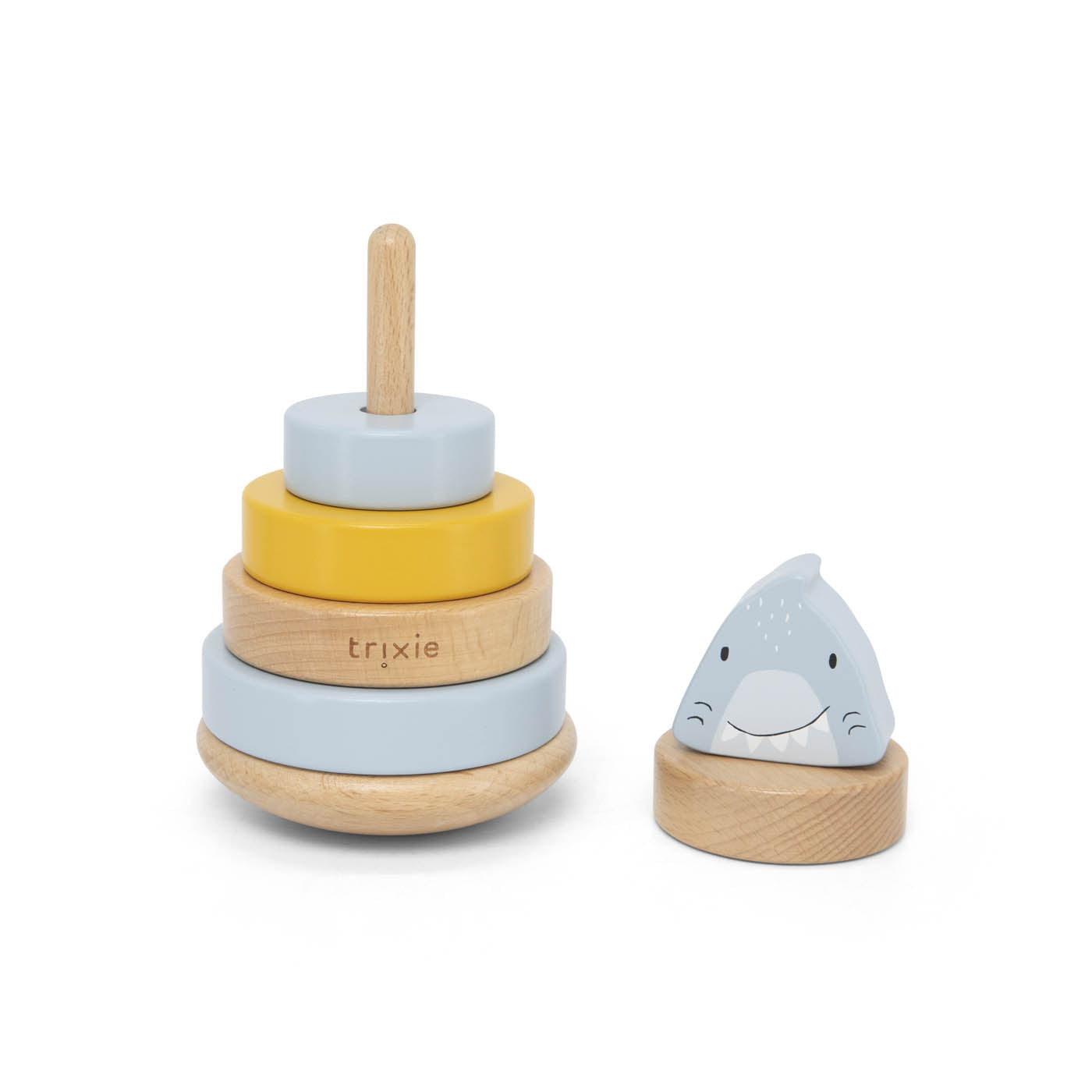 Trixie Baby Jouets à empiler Tour à empiler en bois Mr. Shark FSC
