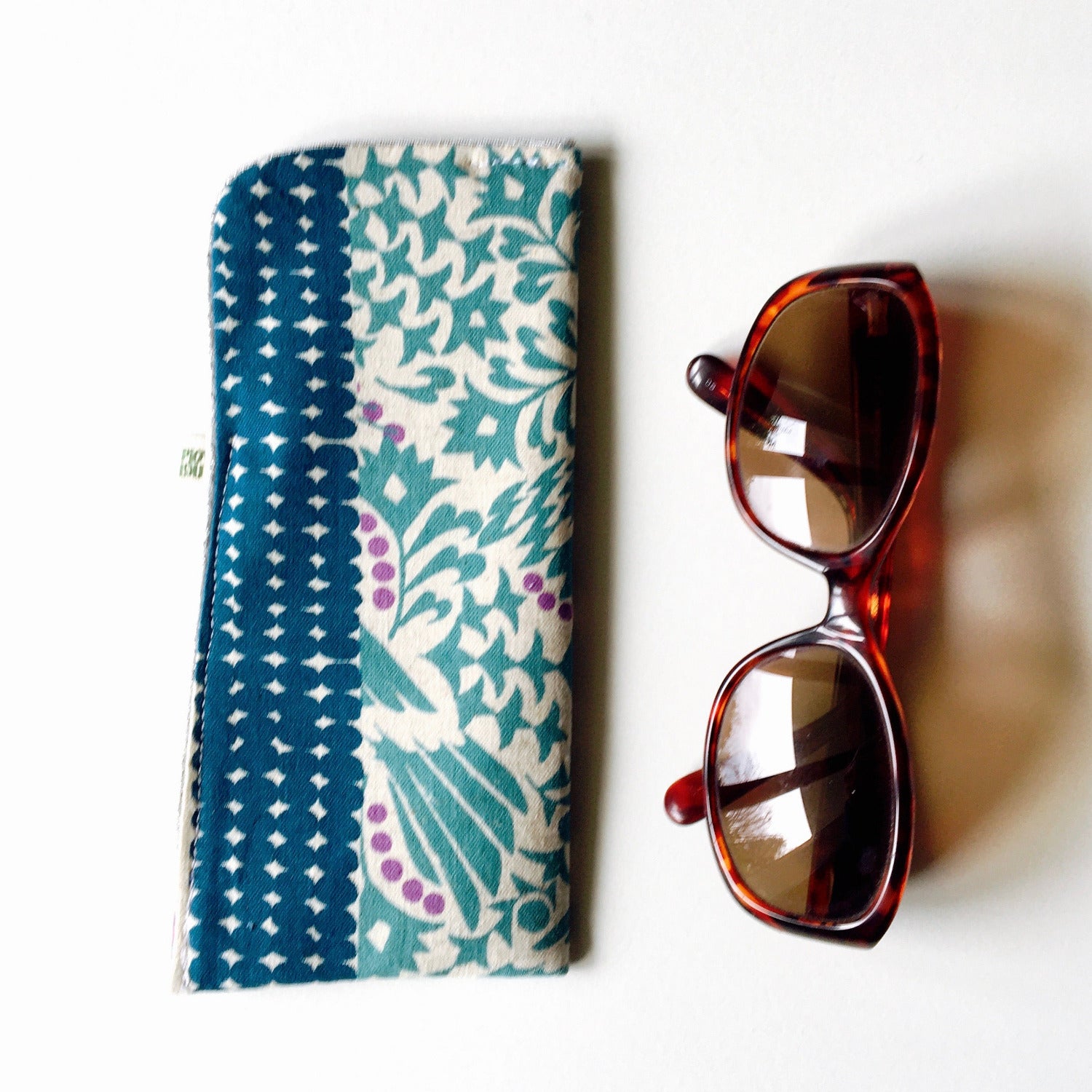 PIOLOU L'etui à Lunettes Etui à lunettes fleuri oiseau bleu roi