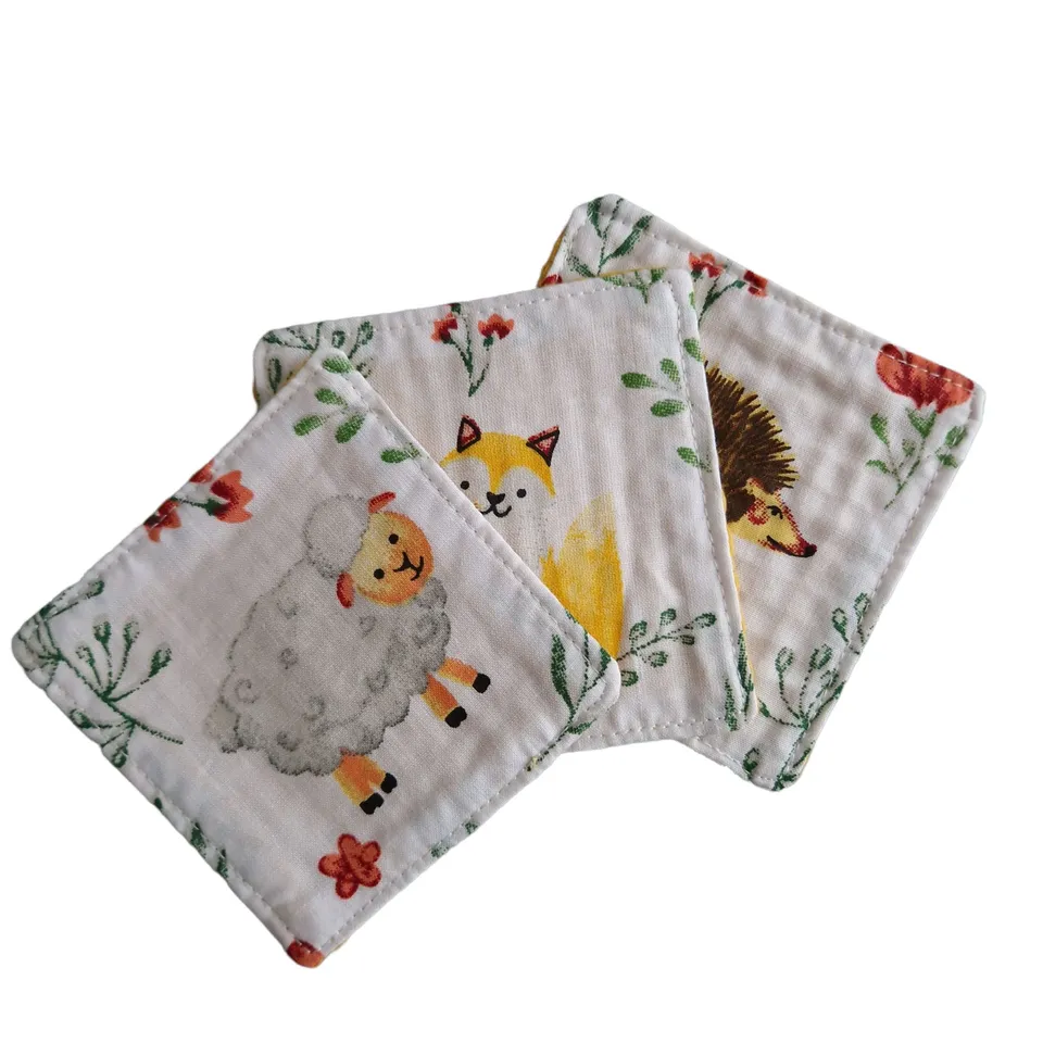 Rose et rêves dorés Lingettes, serviette visage, gants Lot de 3 lingettes Petits compagnons lavables