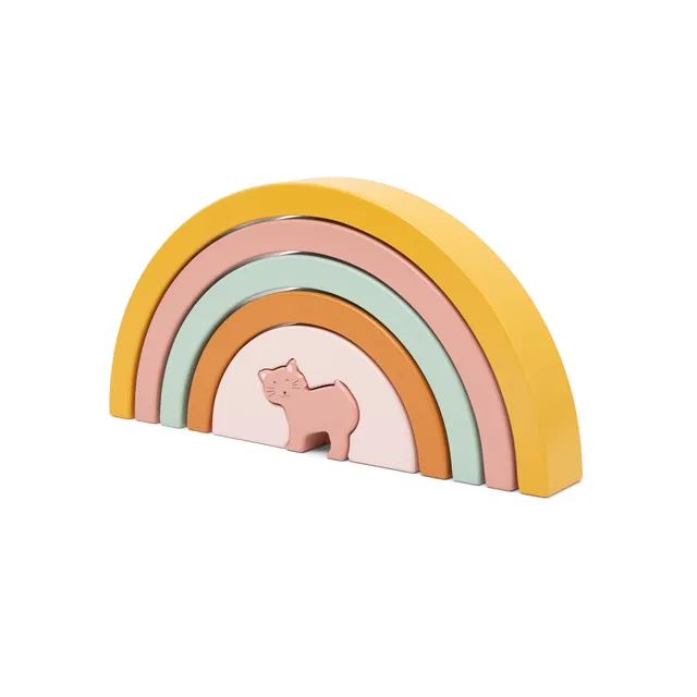 Trixie Baby Jouets à empiler Arc-en-ciel à empiler en bois Mrs. Cat FSC