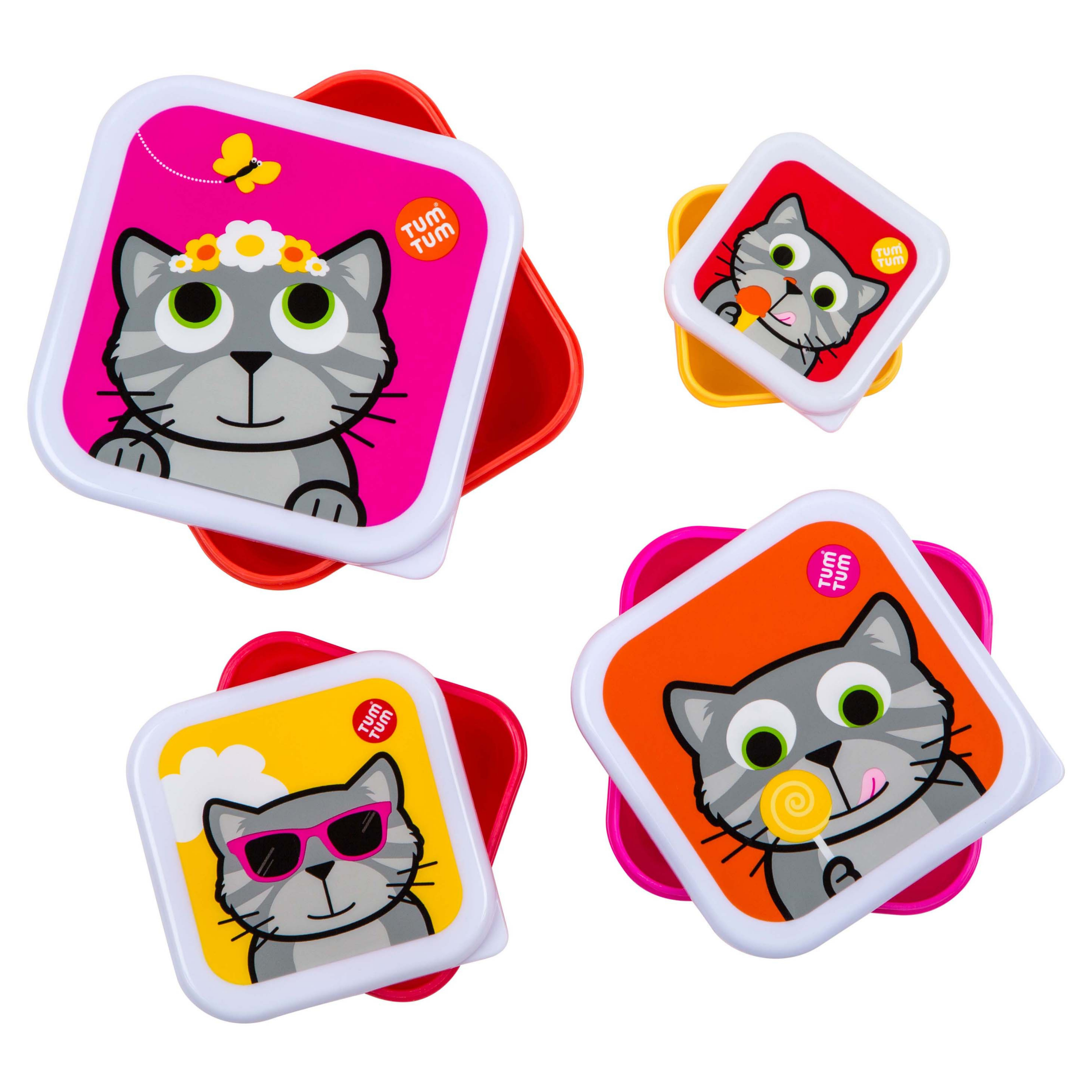 Tum Tum Lunch Boxes Bluebell the Cat lot de 4 boîtes goûter