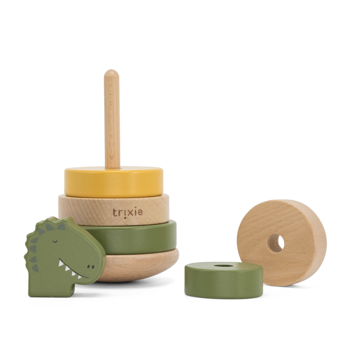 Trixie Baby Jouets à empiler tour à empiler en bois Mr. Dino