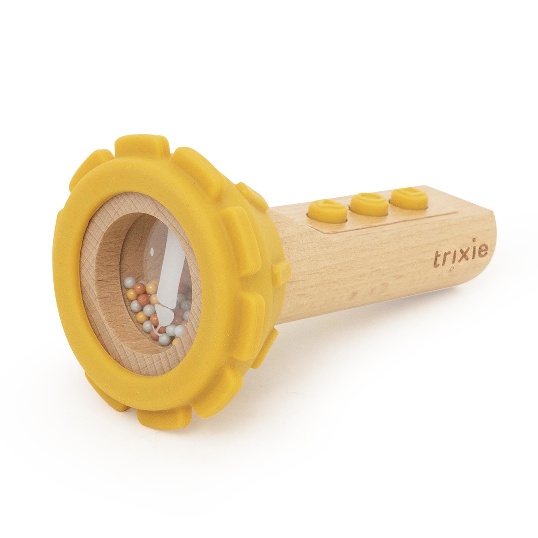 Trixie Baby Jouets d’activités Mr. Lion jouet en bois et silicone à mordiller