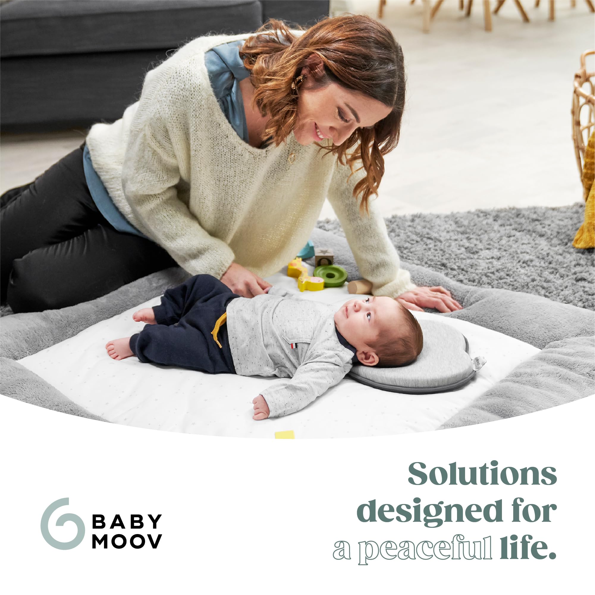 Babymoov Swoon Lovenest Original support de tête Smokey, coton bio