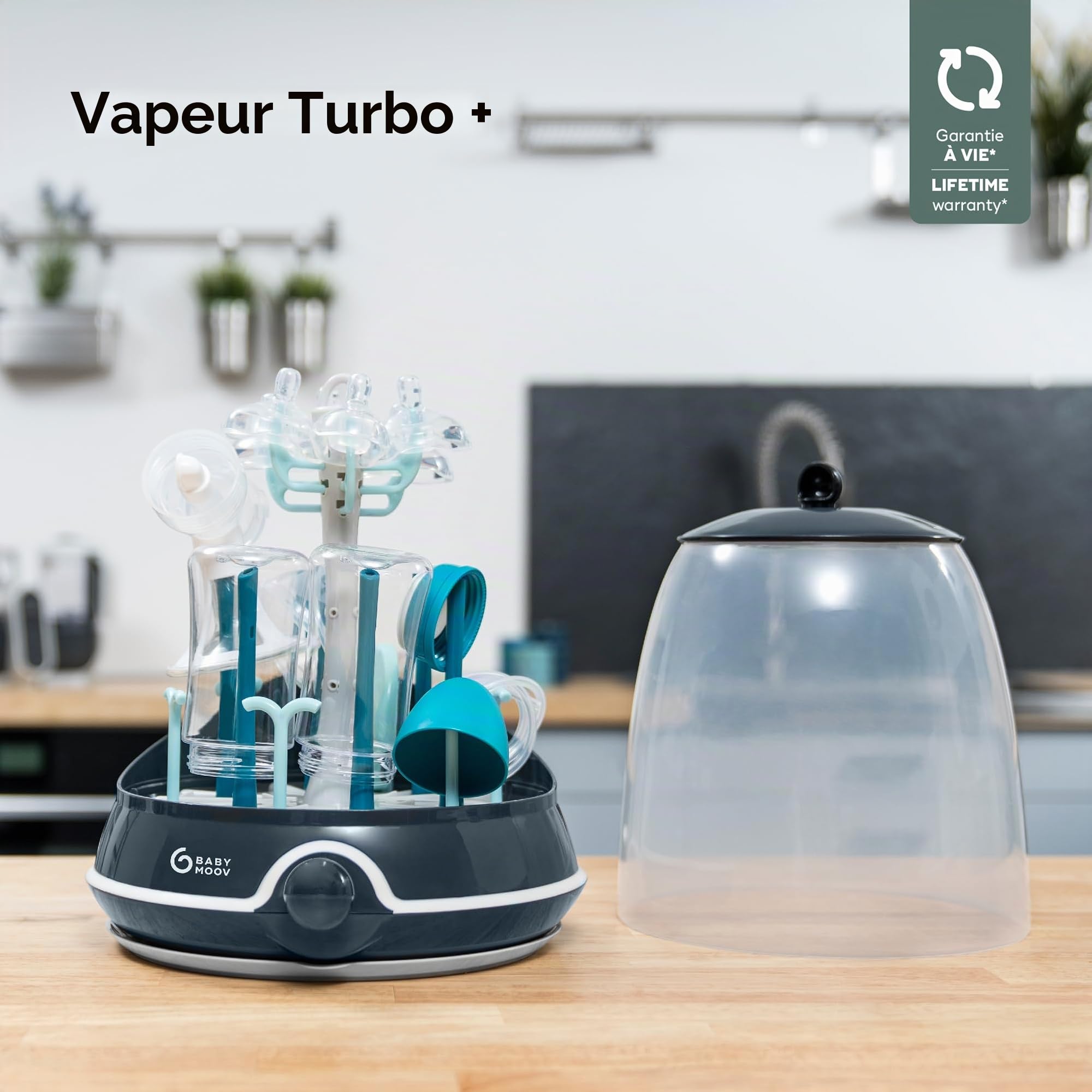 Babymoov Turbo Steam Plus stérilisateur vapeur 2 en 1 pour biberons