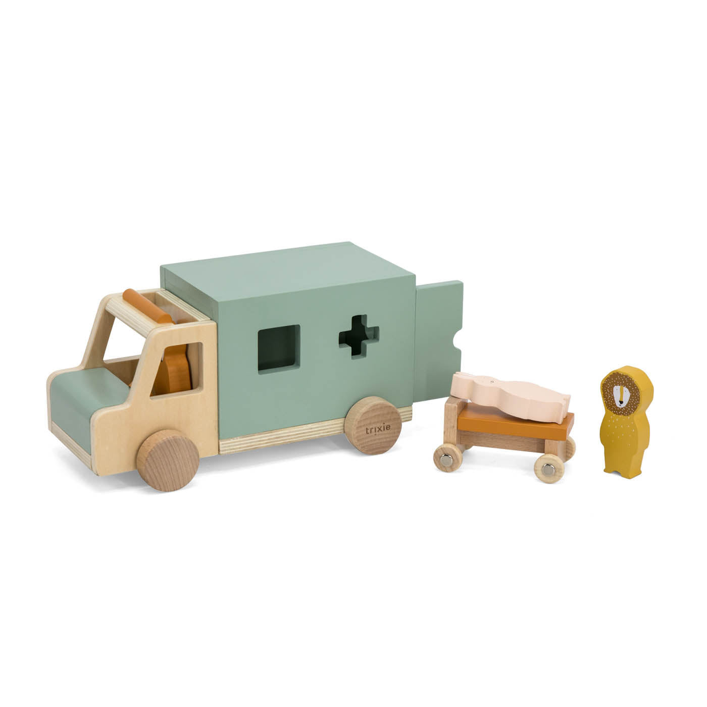 Trixie Baby Jeu symbolique Ambulance en bois avec brancard et animaux
