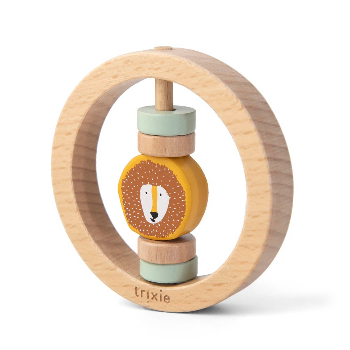 Trixie Baby Premiers jouets Hochet rond en bois Mr. Lion