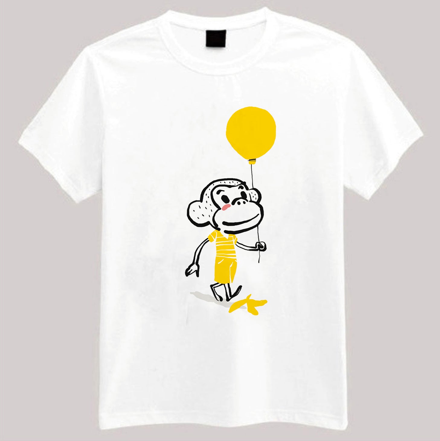 PIOLOU Le T-Shirt T-shirt blanc Singe au ballon 1-2 ans coton