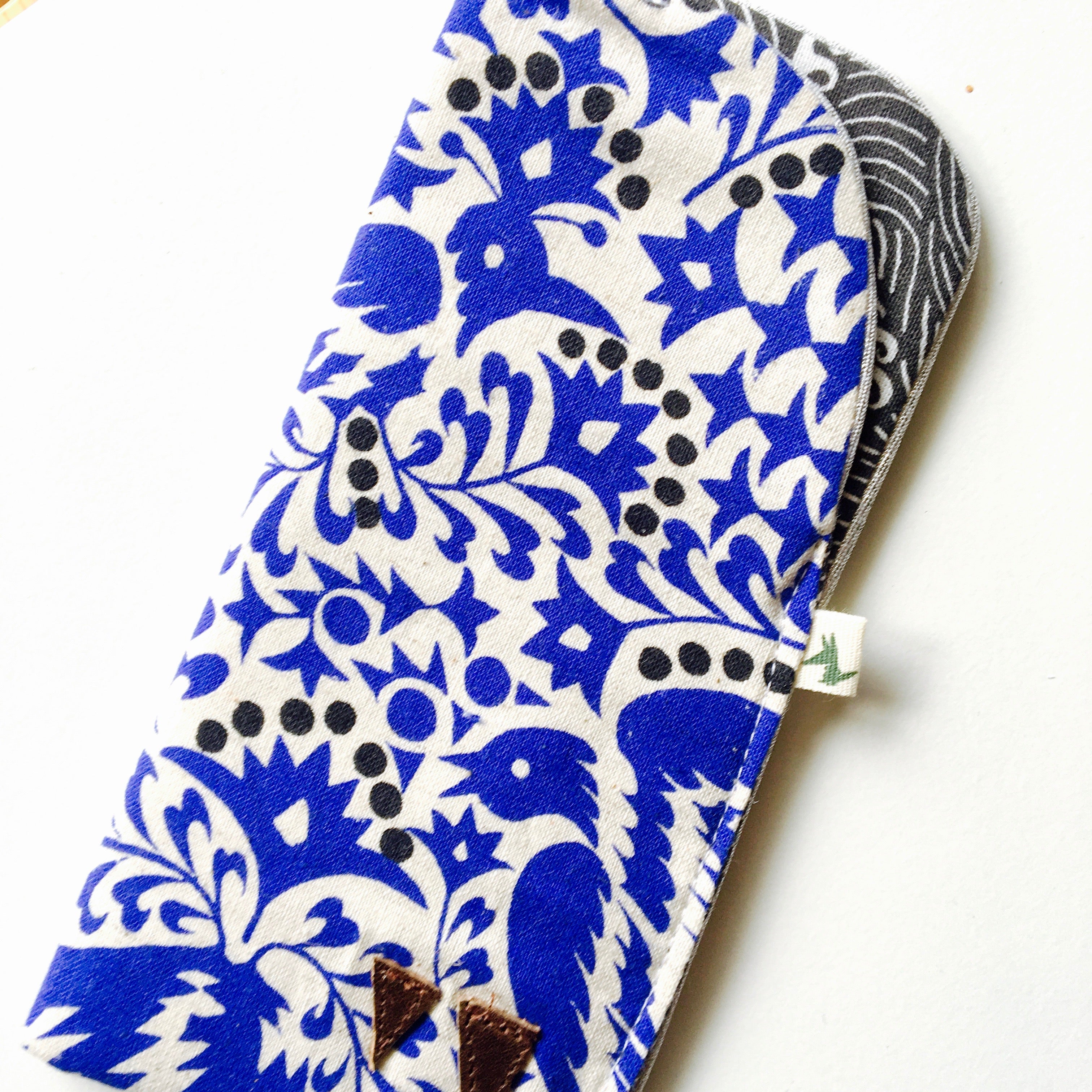PIOLOU L'etui à Lunettes Etui à lunettes fleuri oiseau bleu roi
