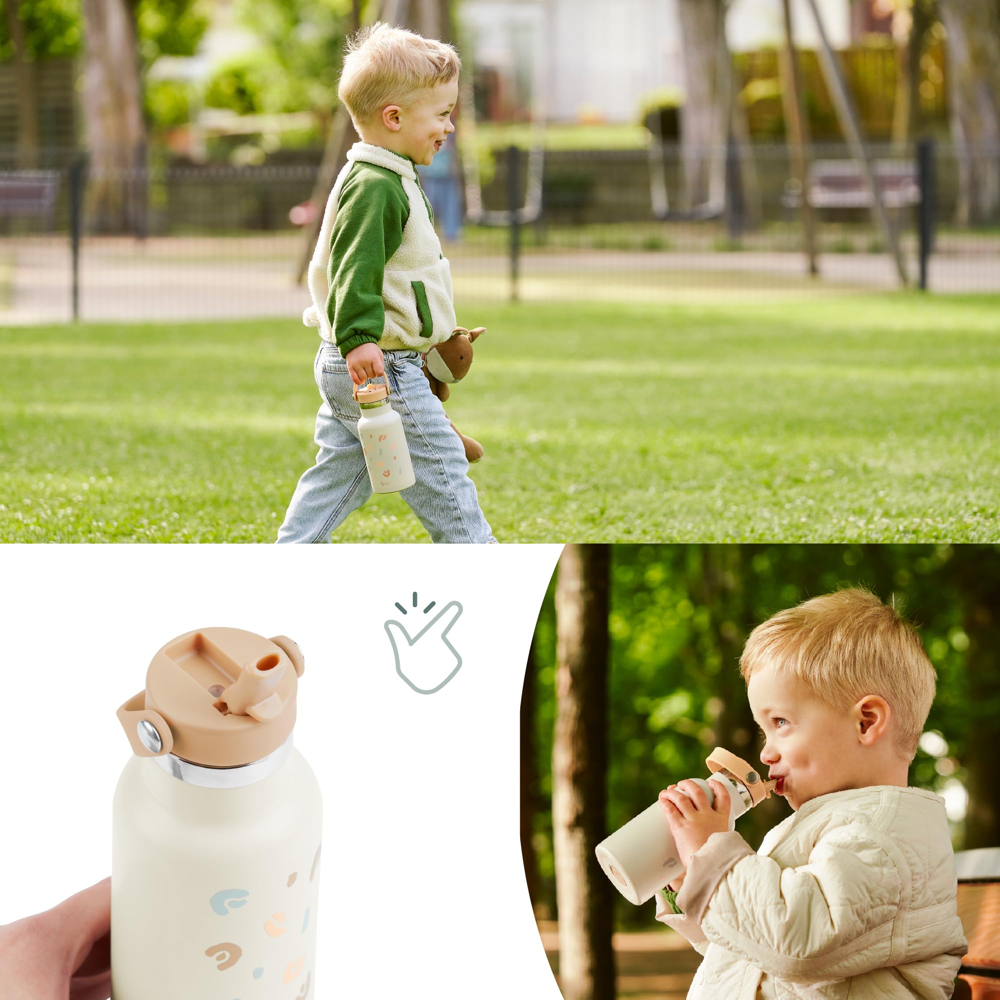 Babymoov gourde enfant isotherme inox 350 ml avec paille