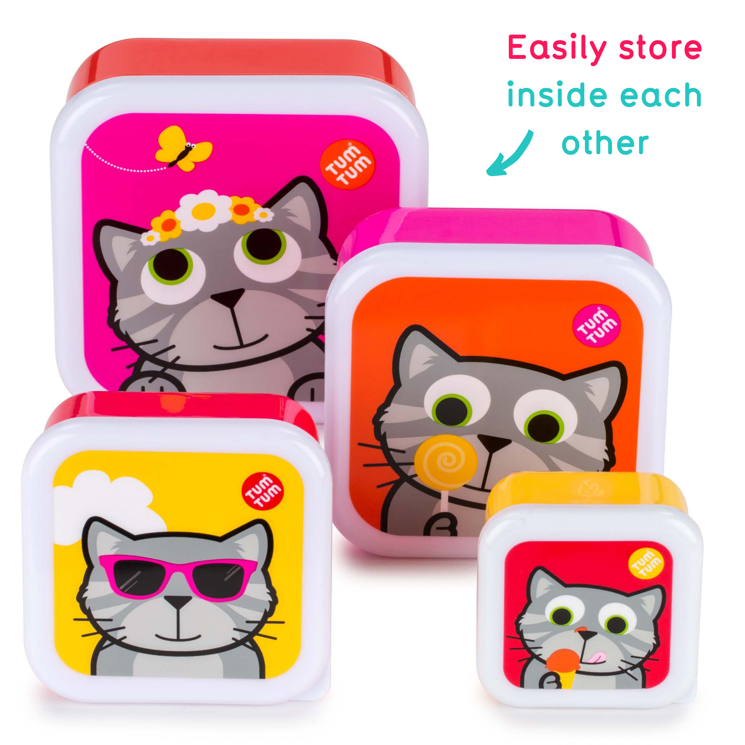 Tum Tum Lunch Boxes Bluebell the Cat lot de 4 boîtes goûter