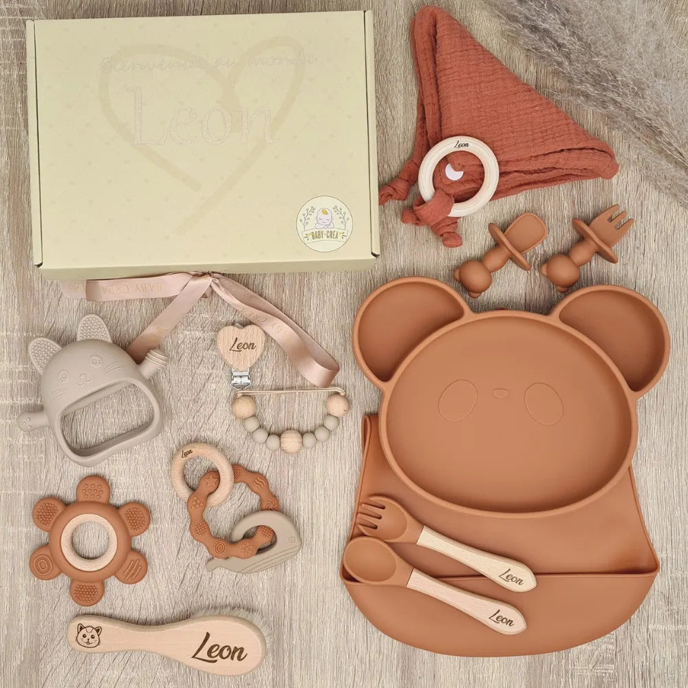 Baby-Crea Coffret naissance personnalisé 10 accessoires Vert olive