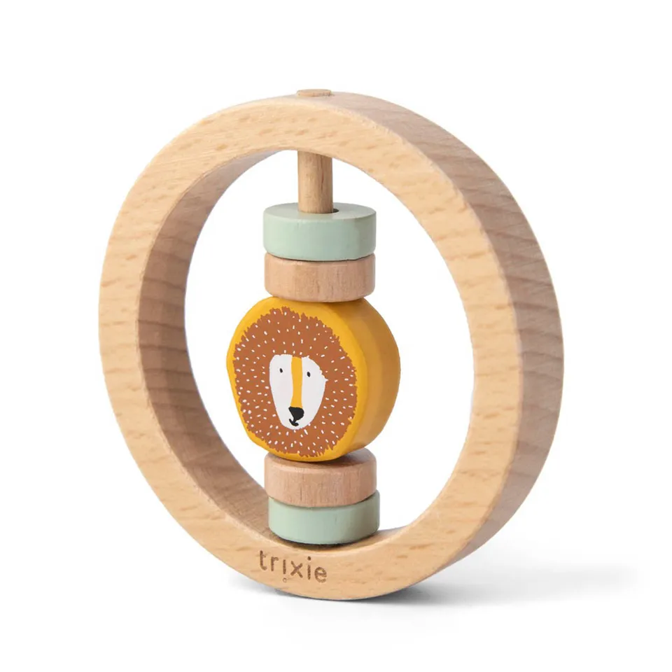 Trixie Baby Premiers jouets Hochet rond en bois Mr. Lion