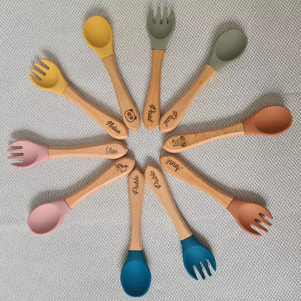 Baby-Crea Coffret repas bébé assiette panda et couverts Bleu marine
