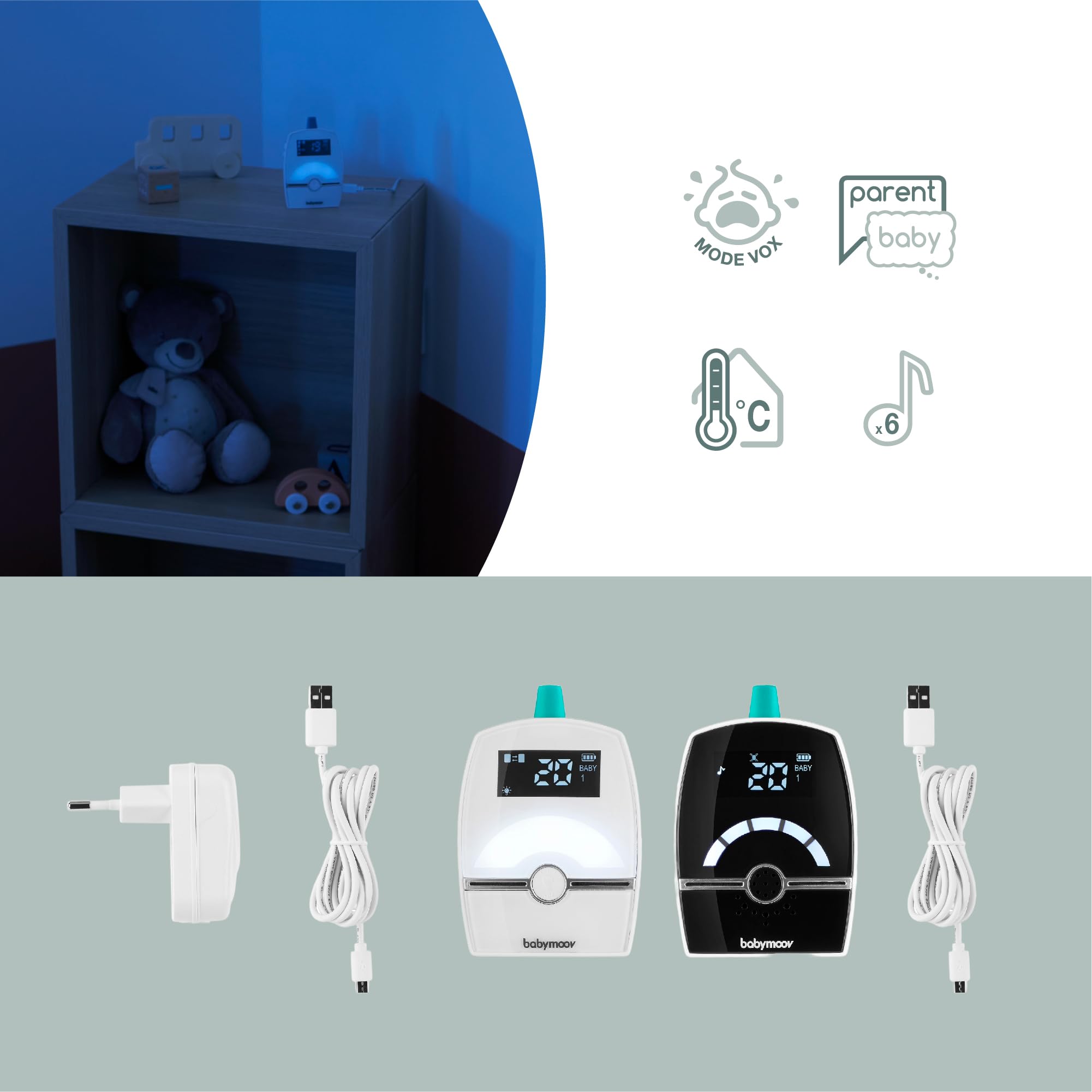 Babymoov YOO Premium Care babyphone audio, portée 1 400 m