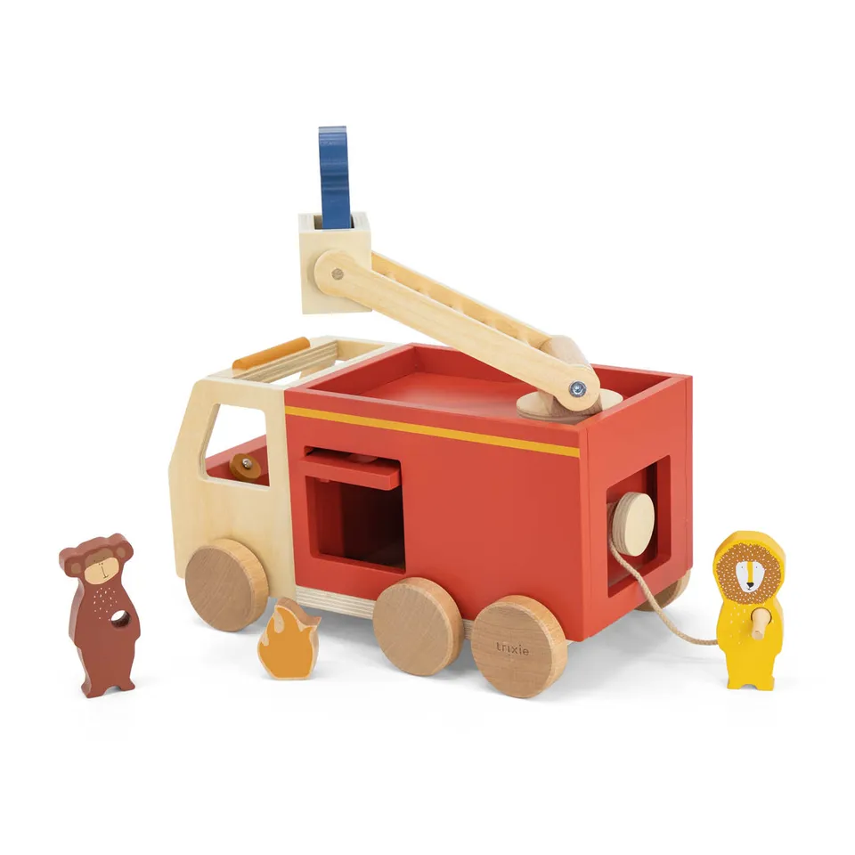 Trixie Baby Jouets à roulettes camion pompiers en bois jouet