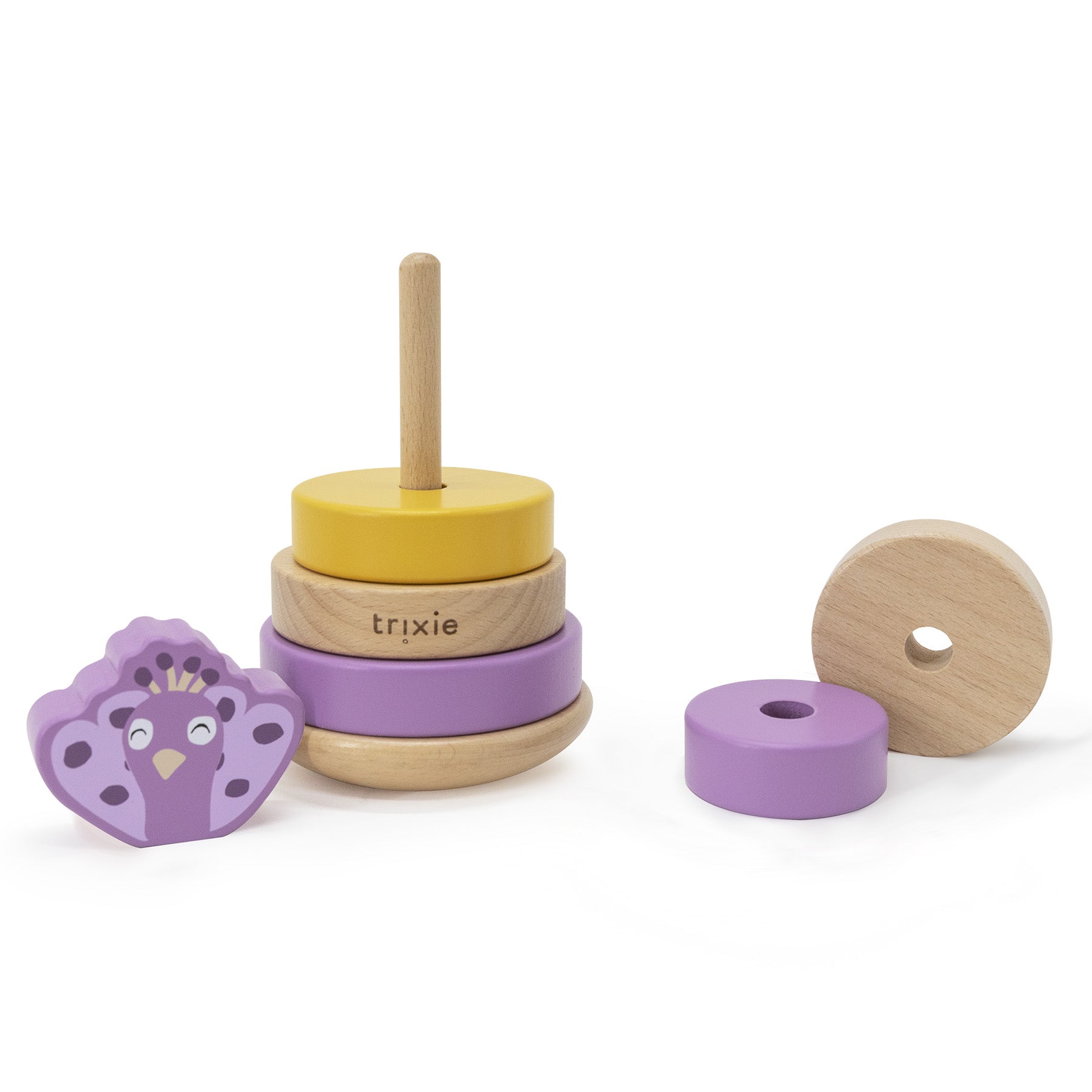 Trixie Baby Jouets à empiler Mrs. Peacock tour à empiler en bois