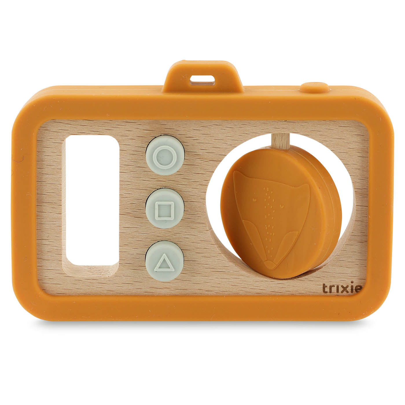 Trixie Baby Premiers jouets Appareil photo bébé Mr. Fox en silicone et bois