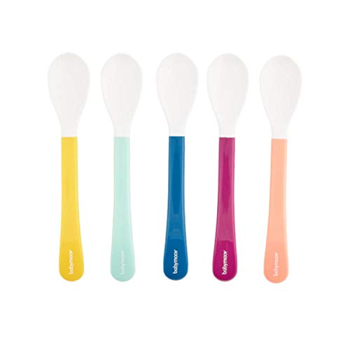 Babymoov Isy Babybols lot de 5 cuillères bébé silicone multicolores 2e âge