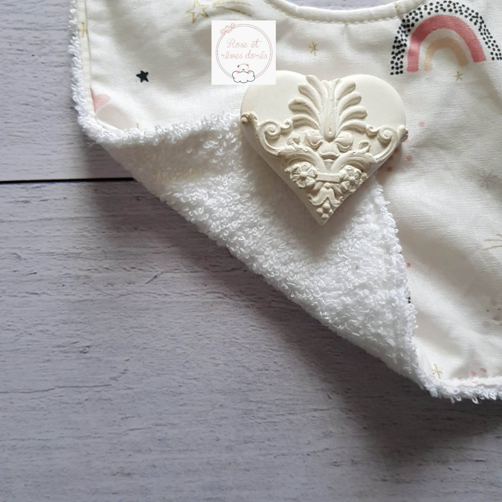 Rose et rêves dorés Bavoirs Bavoir Arc en ciel rosé bavoir bébé coton