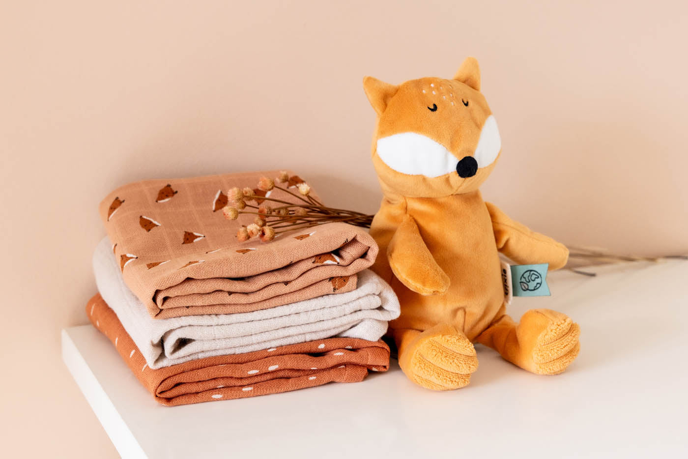 Trixie Baby Langes en mousseline Fierce Fox lot de 3 55 x 55 cm coton bio