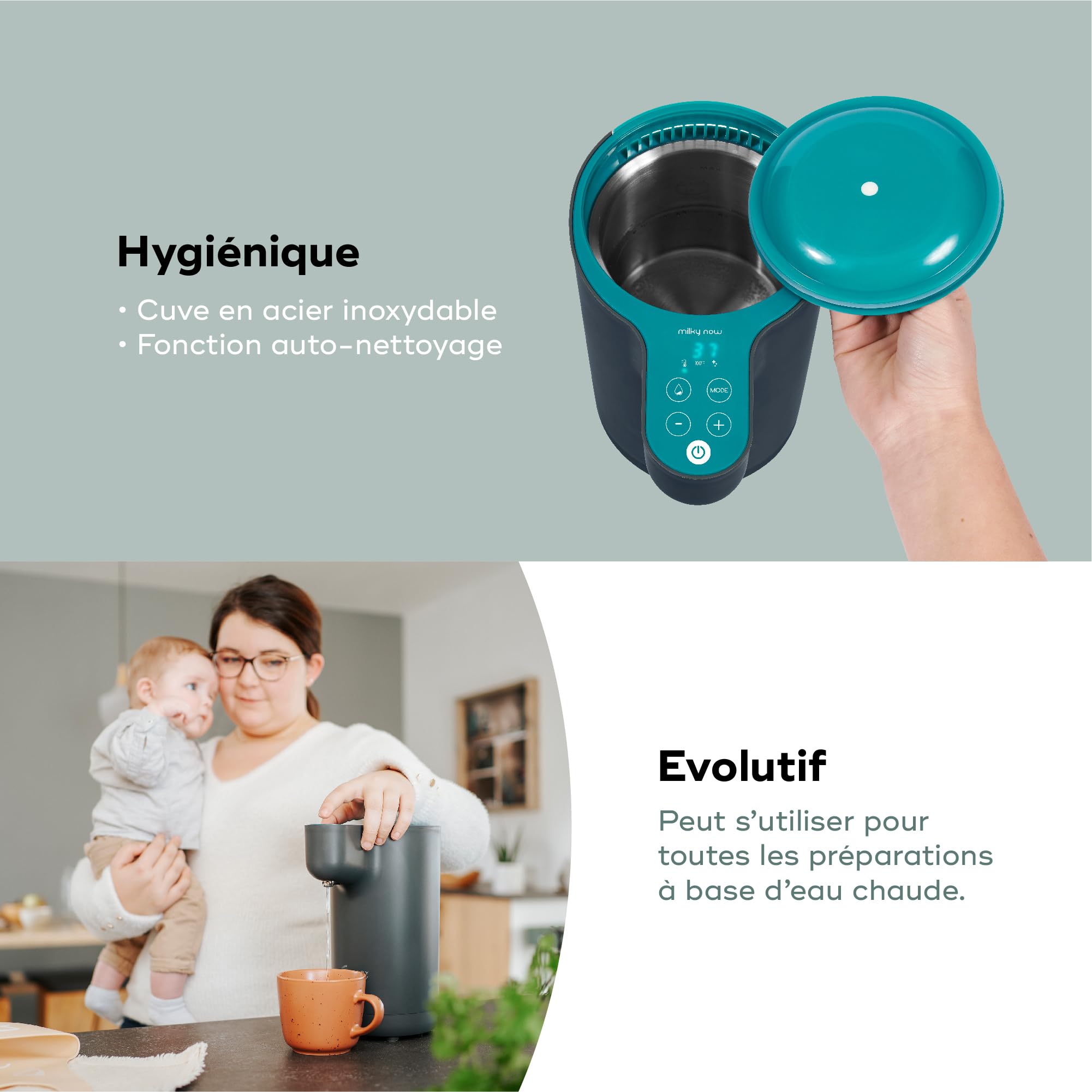 Babymoov Nutribaby / Duo Meal Milky Now préparateur de biberons bleu